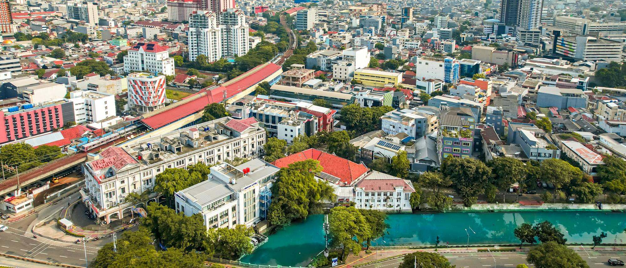 Kawasan Pasar Baru dilihat dari udara
